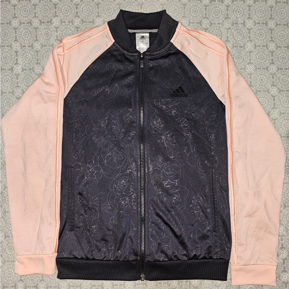 Adidas Black and Pink Zip-Up Jacket